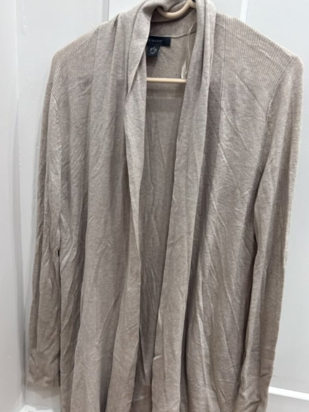 Primark Womens Oatmeal Beige Draped Open Front Cardigan Size S